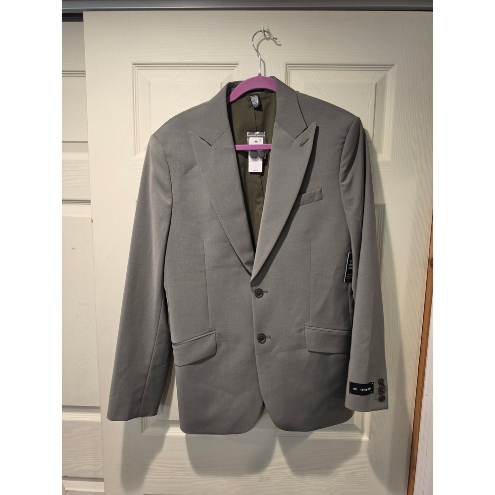 Express Extra Slim Gray Peak Lapel Suit Jacket Blazer 40R New